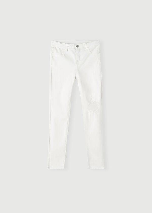 bílé dětské roztrhané strečové skinny legíny calzedonia