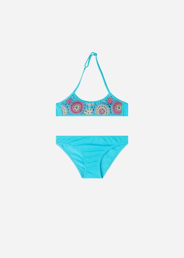 dětské dvoudílné capri plavky calzedonia tyrkysové