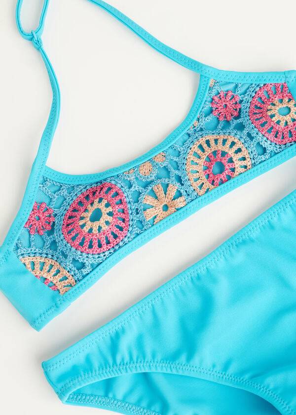dětské dvoudílné capri plavky calzedonia tyrkysové