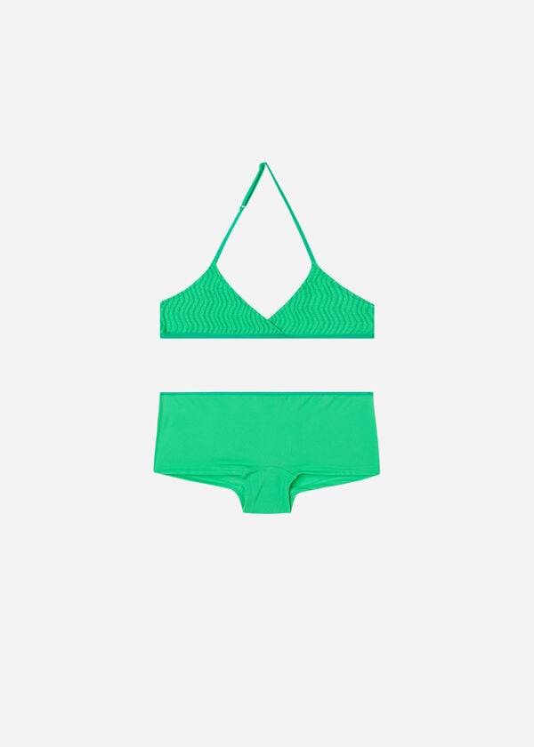 dětské dvoudílné plavky calzedonia mykonos v zelené barvě