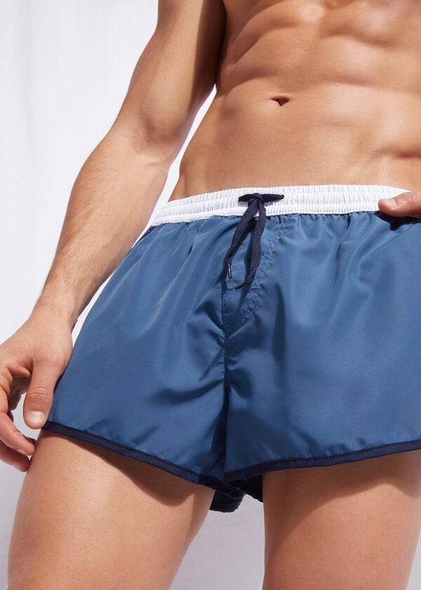 pánské plavky calzedonia venice beach modrébílé