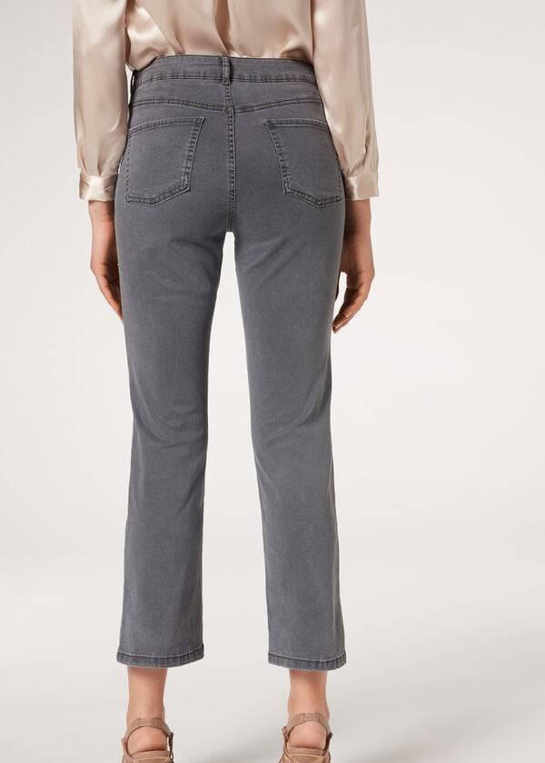 dámské šedé džíny calzedonia eco light belle crop denim