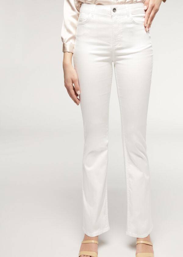 dámské džíny calzedonia eco light flared denim bílé