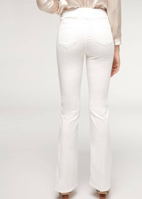 dámské džíny calzedonia eco light flared denim bílé