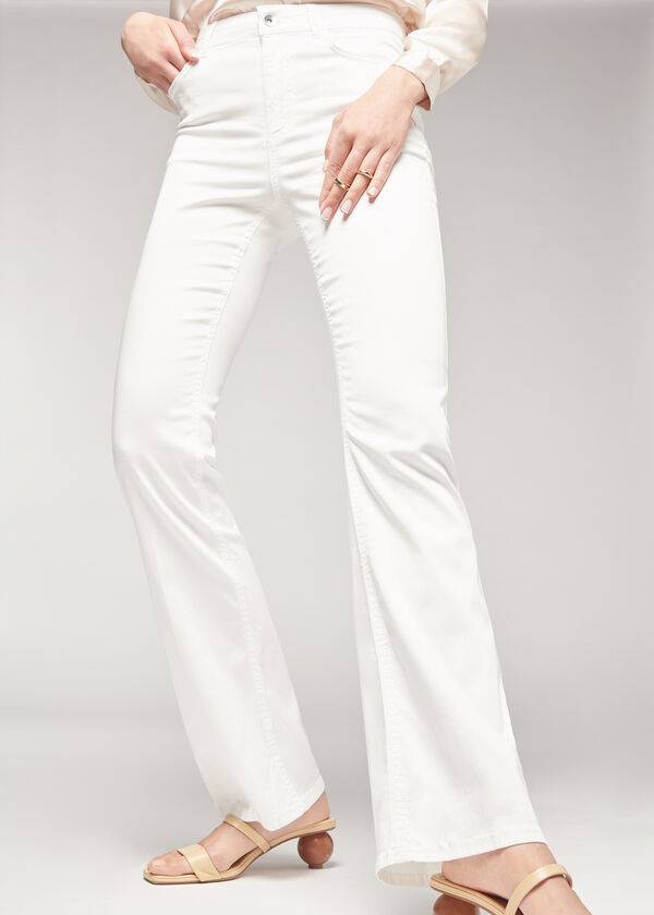 dámské džíny calzedonia eco light flared denim bílé