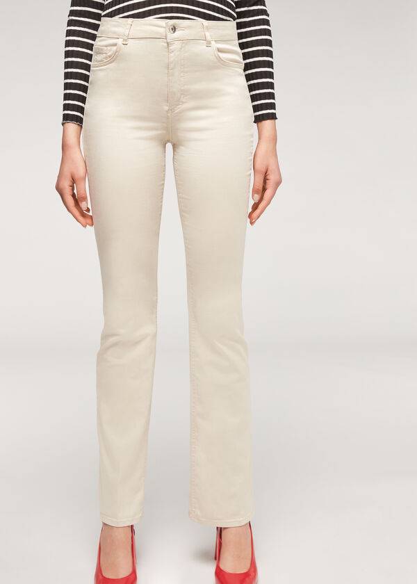 hnědébéžové dámské džíny calzedonia eco light belle