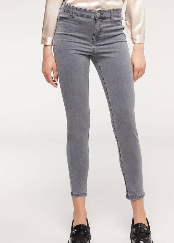 dámské džíny calzedonia eco light s push-up vzorem ve stříbrné barvě