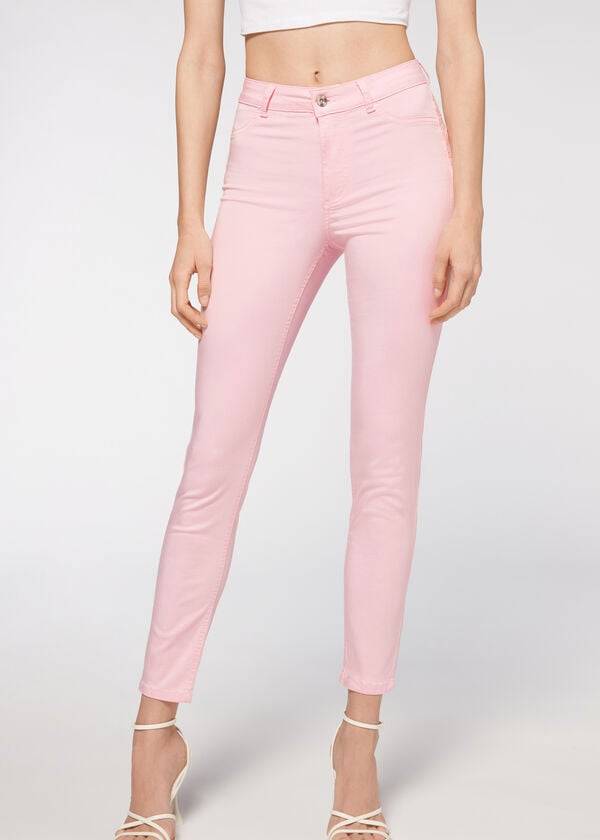 růžové dámské džíny calzedonia eco light push up denim