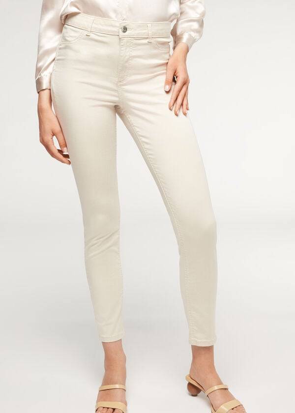 hnědébéžové dámské džíny calzedonia eco light push up denim