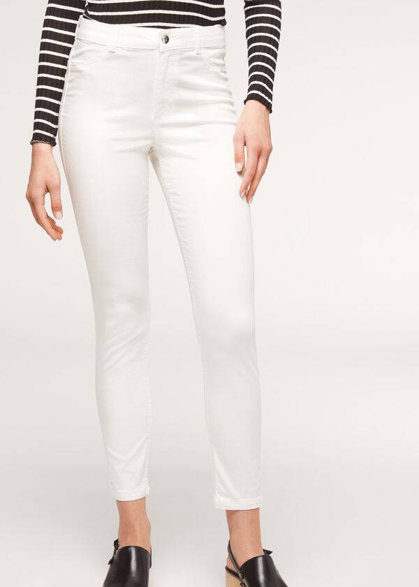 dámské džíny calzedonia eco light push up denim v bílém provedení