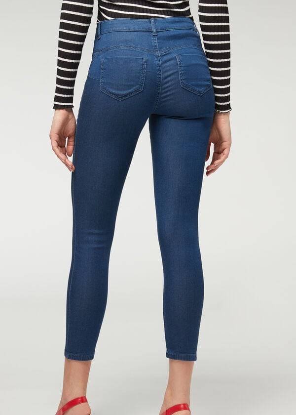 dámské džíny calzedonia eco light push up denim v tmavě modré barvě