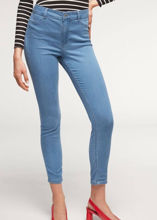 dámské modré džíny calzedonia eco light push up denim