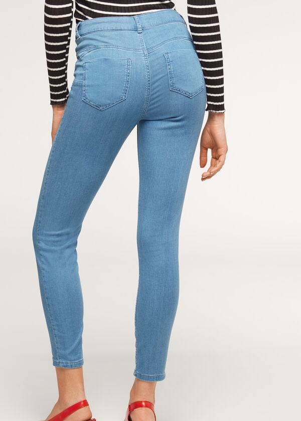 dámské modré džíny calzedonia eco light push up denim