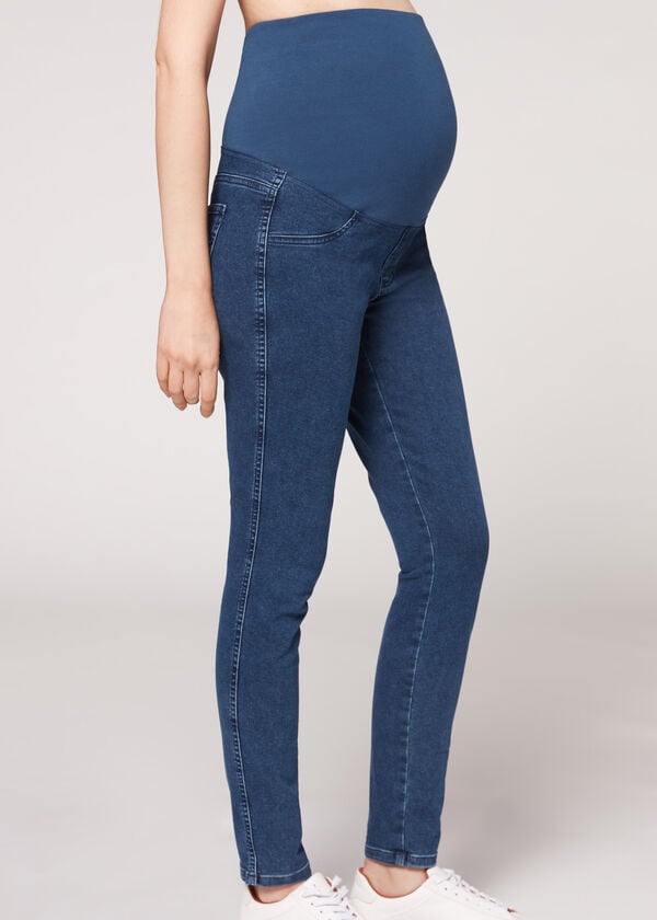 dámské těhotenské džíny calzedonia modré