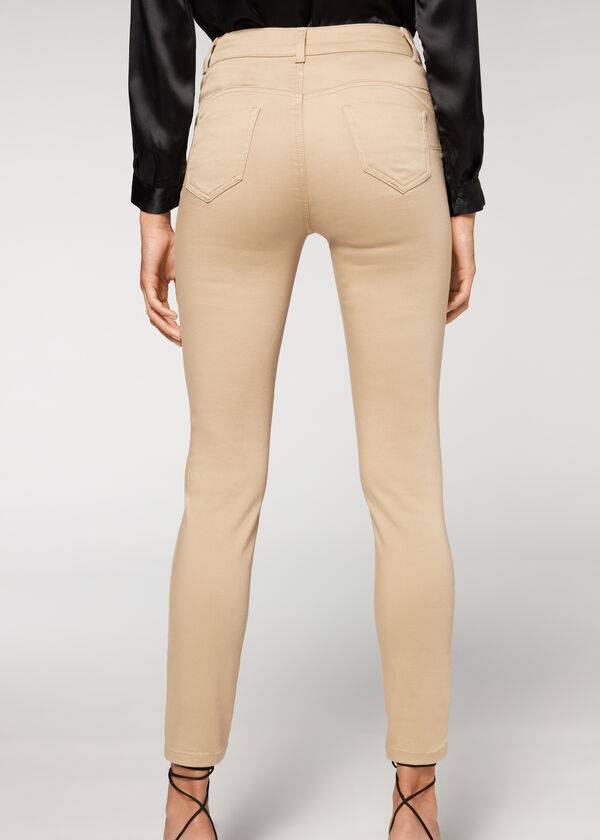dámské džíny calzedonia push-up a soft touch béžové barvy