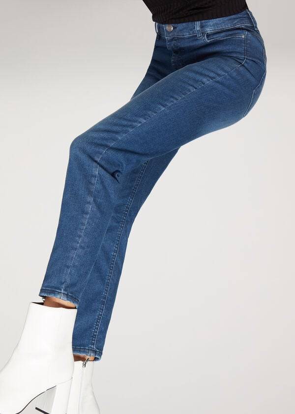 dámské džíny calzedonia super flex denim s vysokým pasem a vysokým pasem modré