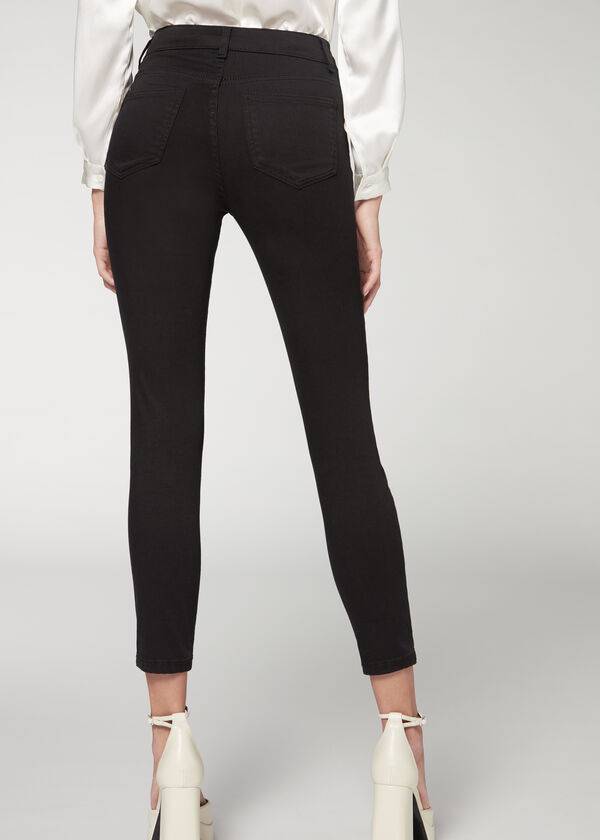 dámské džíny calzedonia super flex denim s vysokým pasem a superskinny černé