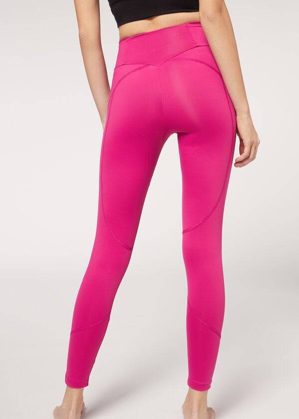 růžové dámské sportovní legíny calzedonia performance
