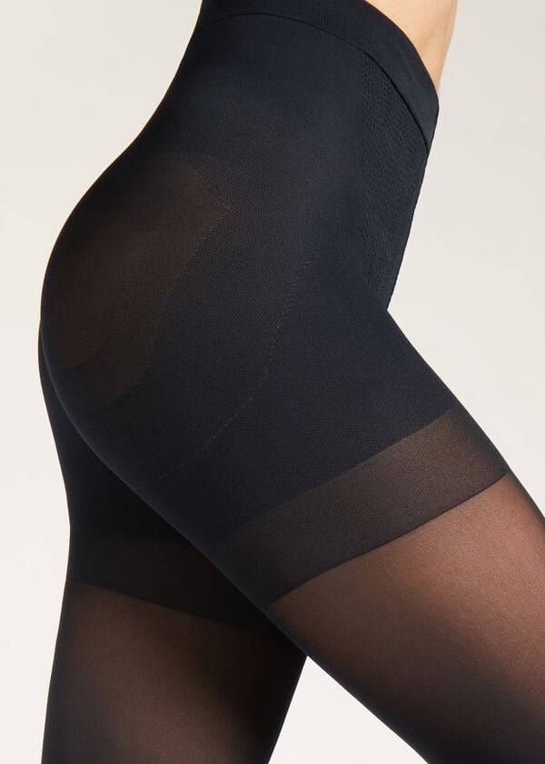 dámské neprůhledné legíny calzedonia 50 denier total shaper modré