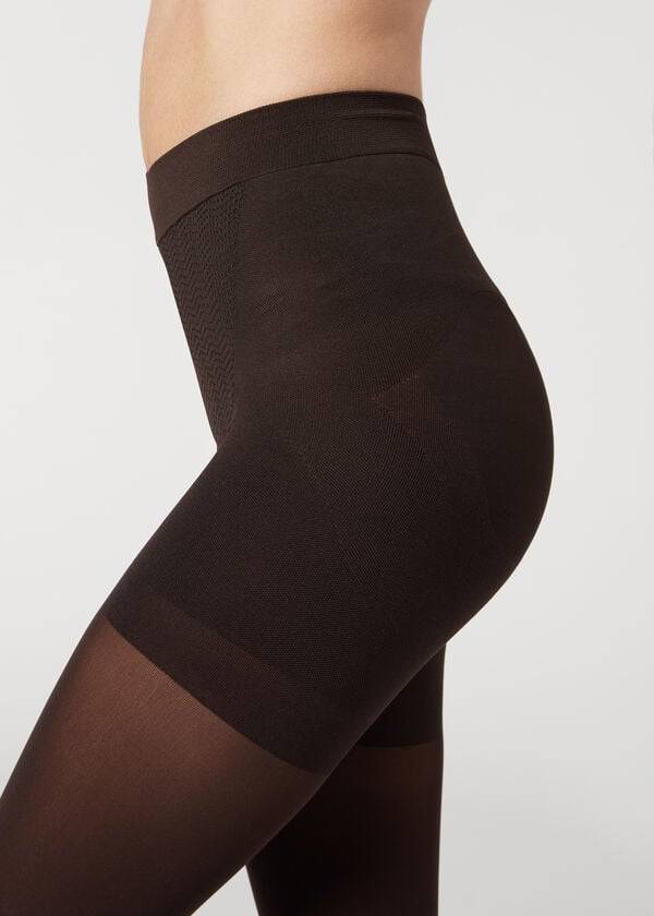 dámské neprůhledné stahující legíny calzedonia 50 denier v barvě kávové
