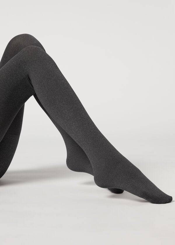 dámské šedé stahující legíny calzedonia 80 denier super opaque total shaper