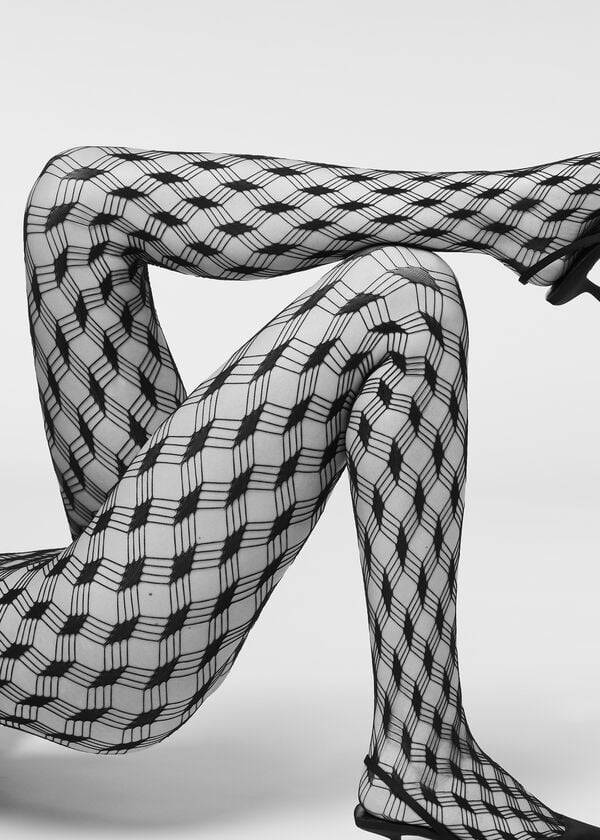 Černé dámské síťované legíny calzedonia maxi diamonds s ekologickým vzorem