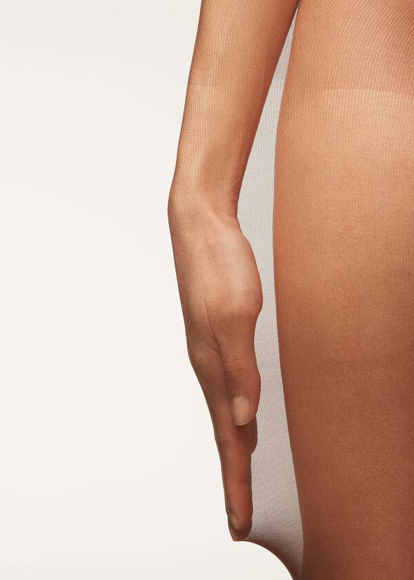 hnědé dámské neviditelné průsvitné legíny calzedonia 20 denier essential
