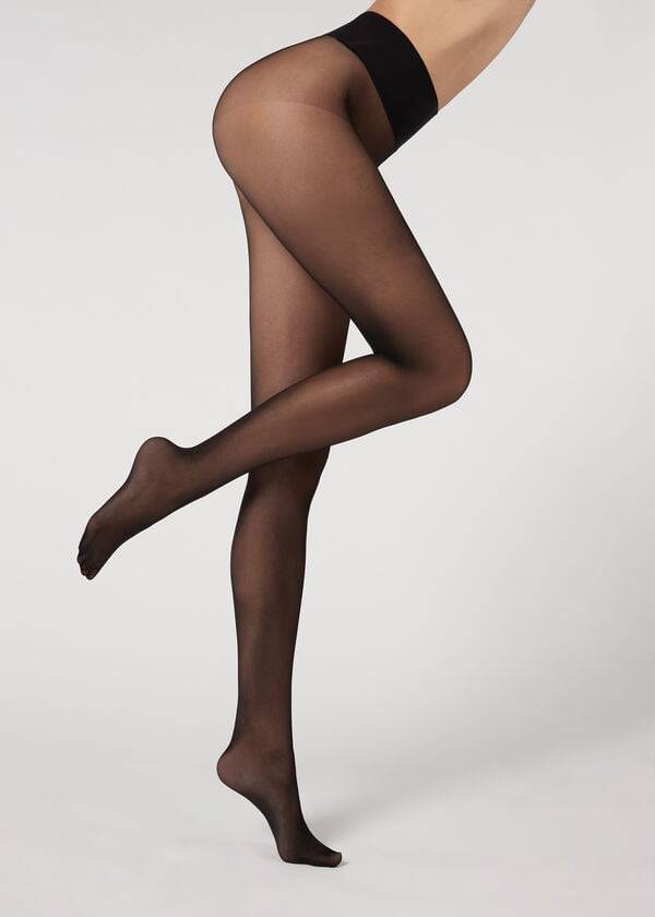 Černé dámské neviditelné průsvitné legíny calzedonia 20 denier essential
