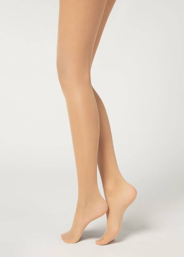 dámské neviditelné průsvitné punčocháče calzedonia 20 denier essential béžové barvy