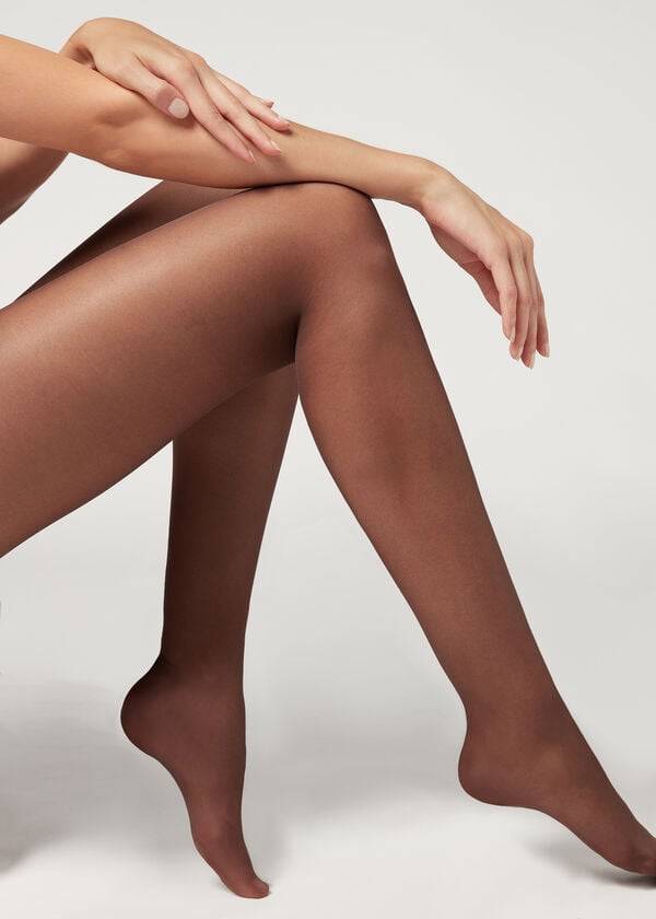 dámský tvarující top calzedonia 30 denier s přiléhavým střihem a kontrolou kávová barva
