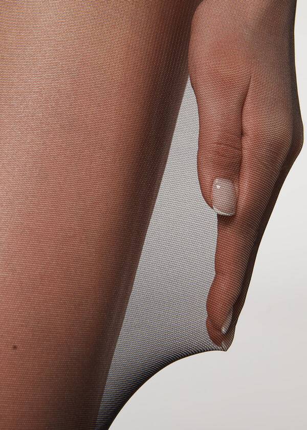 dámské černé stahující legíny calzedonia 30 denier s průsvitným tvarujícím a kontrolním topem
