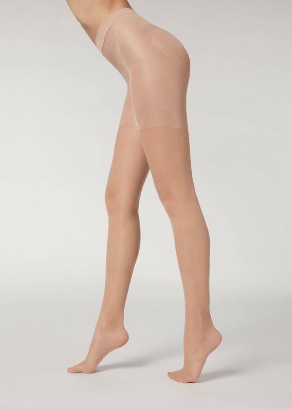 dámské stahující legíny calzedonia 30 denier total shaper sheer béžové barvy