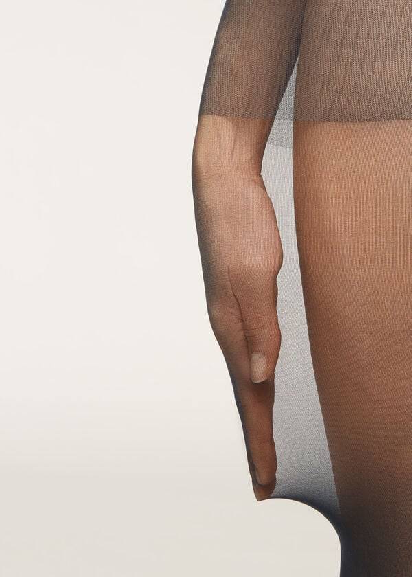 modré dámské průsvitné legíny calzedonia 40 denier action medium