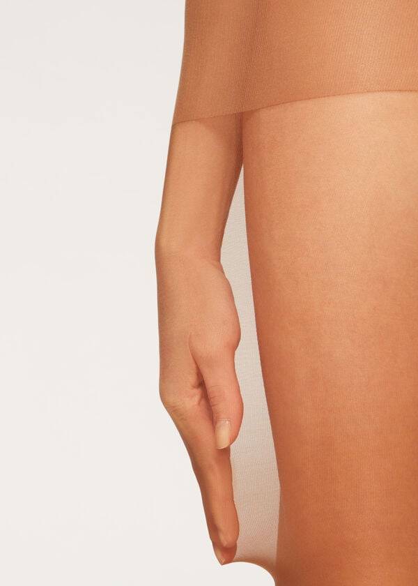hnědé dámské průsvitné legíny calzedonia 40 denier action medium