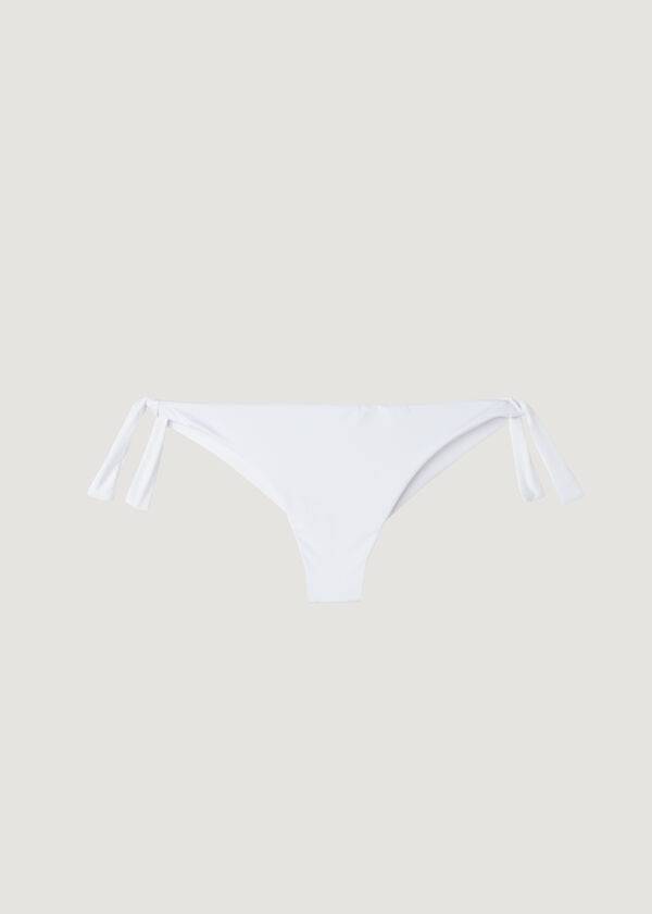 bílé dámské ekologické bikiny calzedonia s mašlí brazilský indonéský vzor