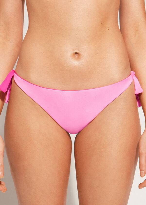 dámské ekologické bikiny calzedonia s mašlí brazilský indonéský vzor růžové