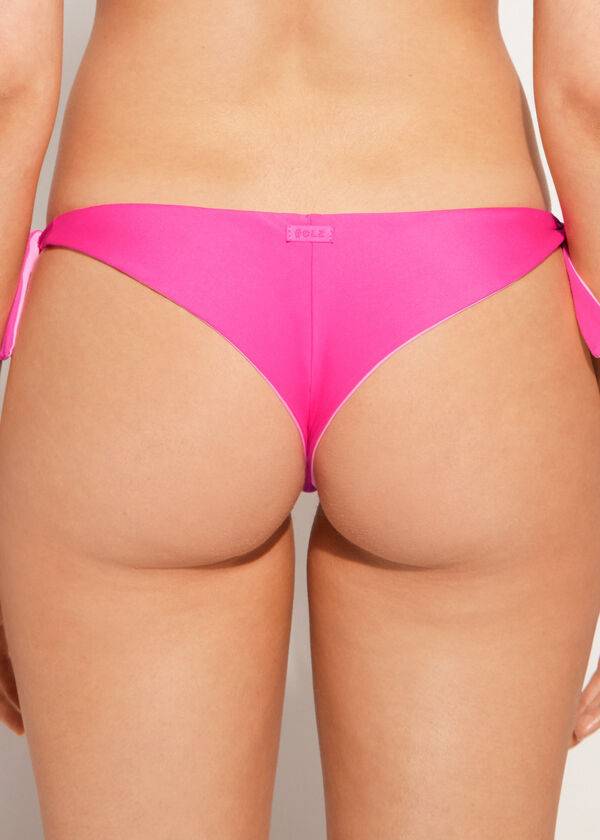 dámské ekologické bikiny calzedonia s mašlí brazilský indonéský vzor růžové