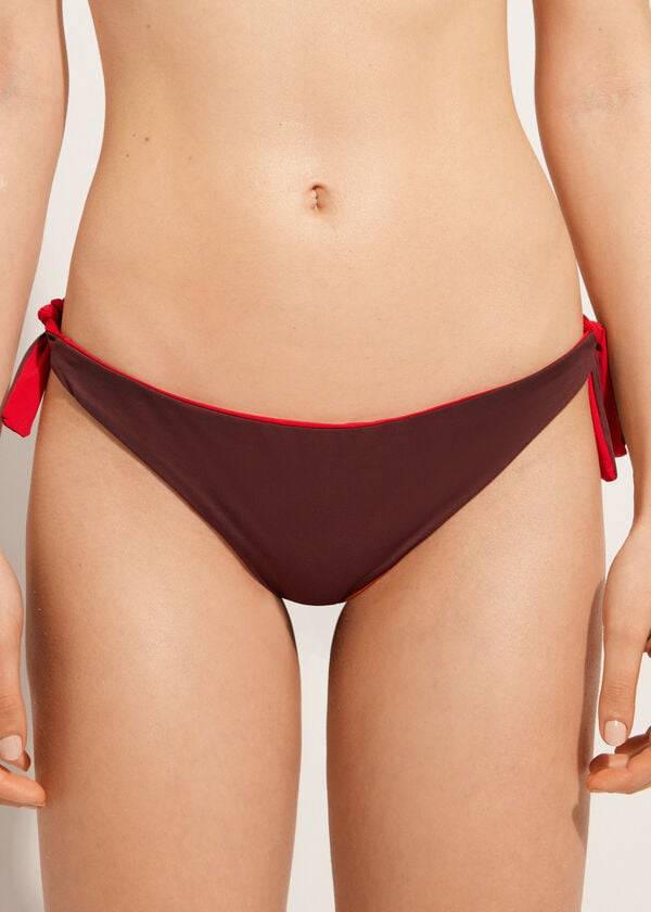 dámské ekologické bikiny calzedonia s brazilskou indonéskou mašlí v červené barvě