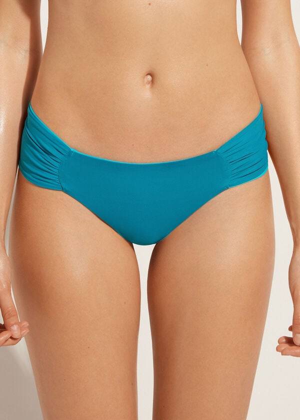 dámské ekologické spodní díly bikin calzedonia brazilian indonesia v tyrkysově zelené barvě