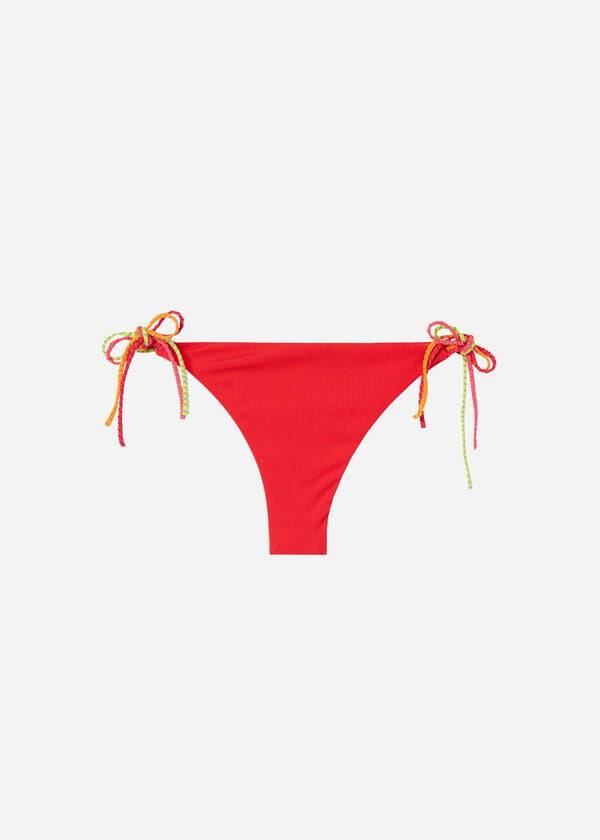 Červené dámské spodní díly bikin calzedonia s brazilským stringem berlino