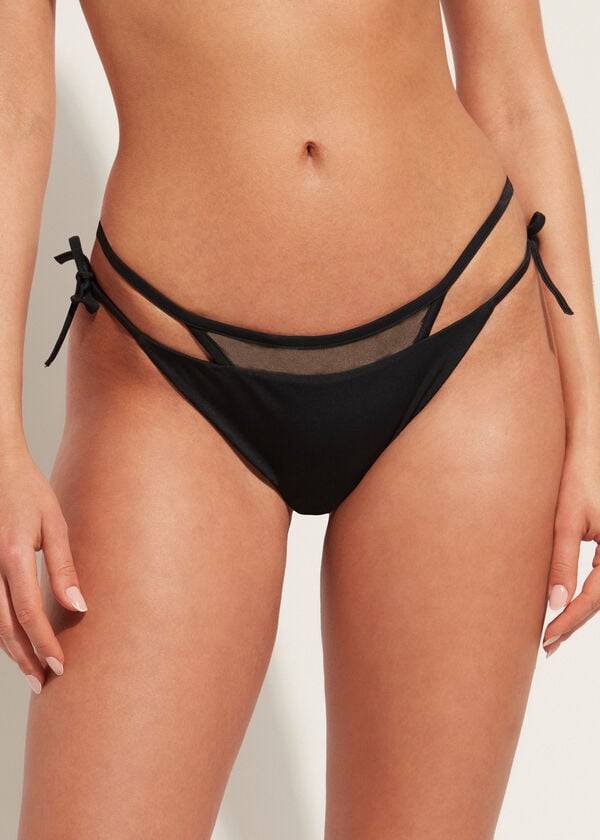 dámské bikinové kalhotky calzedonia brazilian string tokyo v černé barvě
