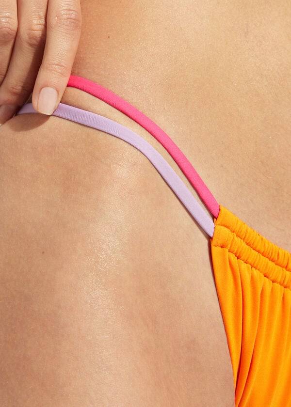 dámské bikinové kalhotky v oranžovém provedení calzedonia brazilian string tokyo eco