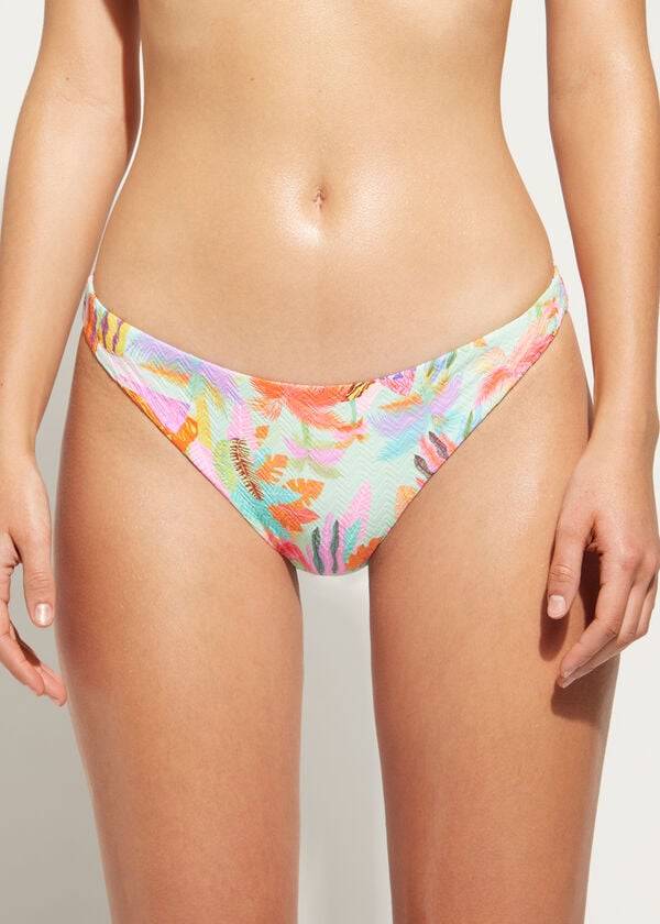 dámské zelené bikinové kalhotky calzedonia foliage tahiti