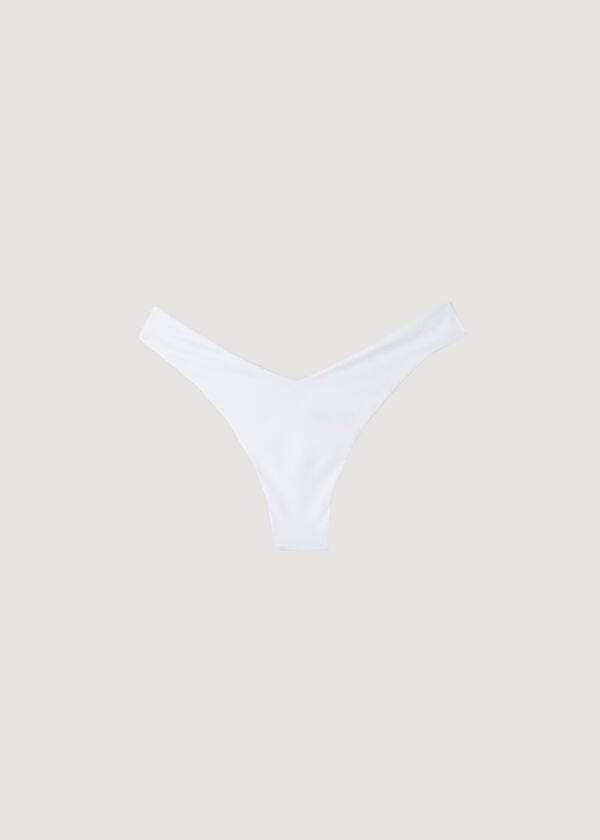 bílé dámské ekologické bikiny calzedonia s vysokým výstřihem a brazilským vzorem indonésie