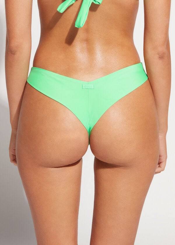 dámské ekologické bikiny calzedonia s vysokým výstřihem a brazilským vzorem indonésie v barvě mint