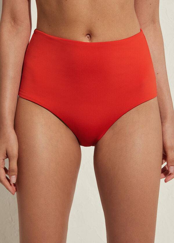 Červené dámské bikinové kalhotky calzedonia high shaper waist indonesia eco