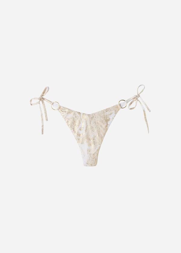 zlaté dámské bikinové kalhotky calzedonia s vysokým výstřihem do v a brazilským vzorem melbourne