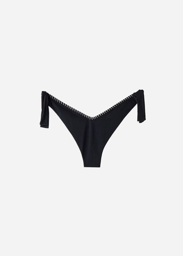 dámské černé bikinové kalhotky calzedonia s vysokým výstřihem do v a brazilským vzorem mumbai