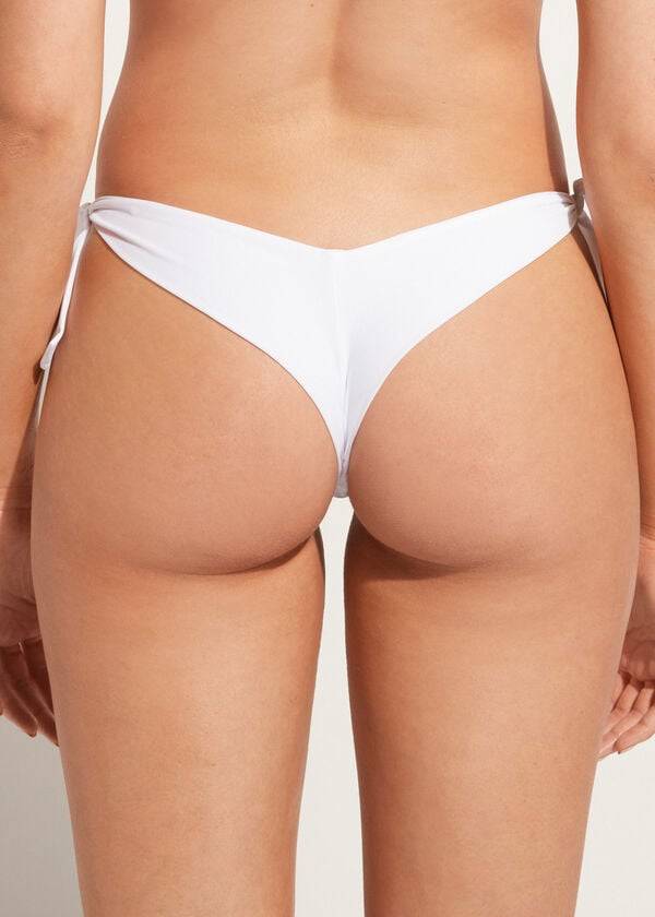 dámské bílé bikinové kalhotky calzedonia s vysokým výstřihem do v brazilské mumbai