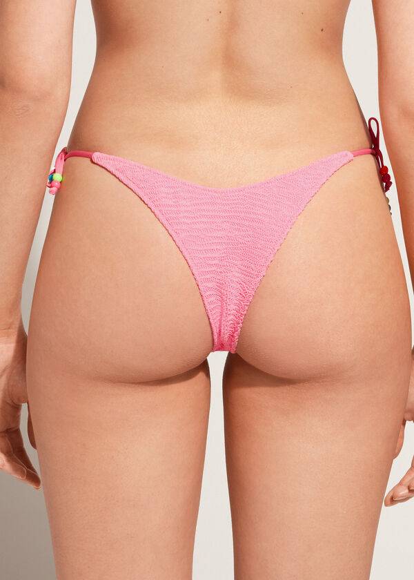 růžové dámské bikiny calzedonia s vysokým výstřihem do v brazilské san diego